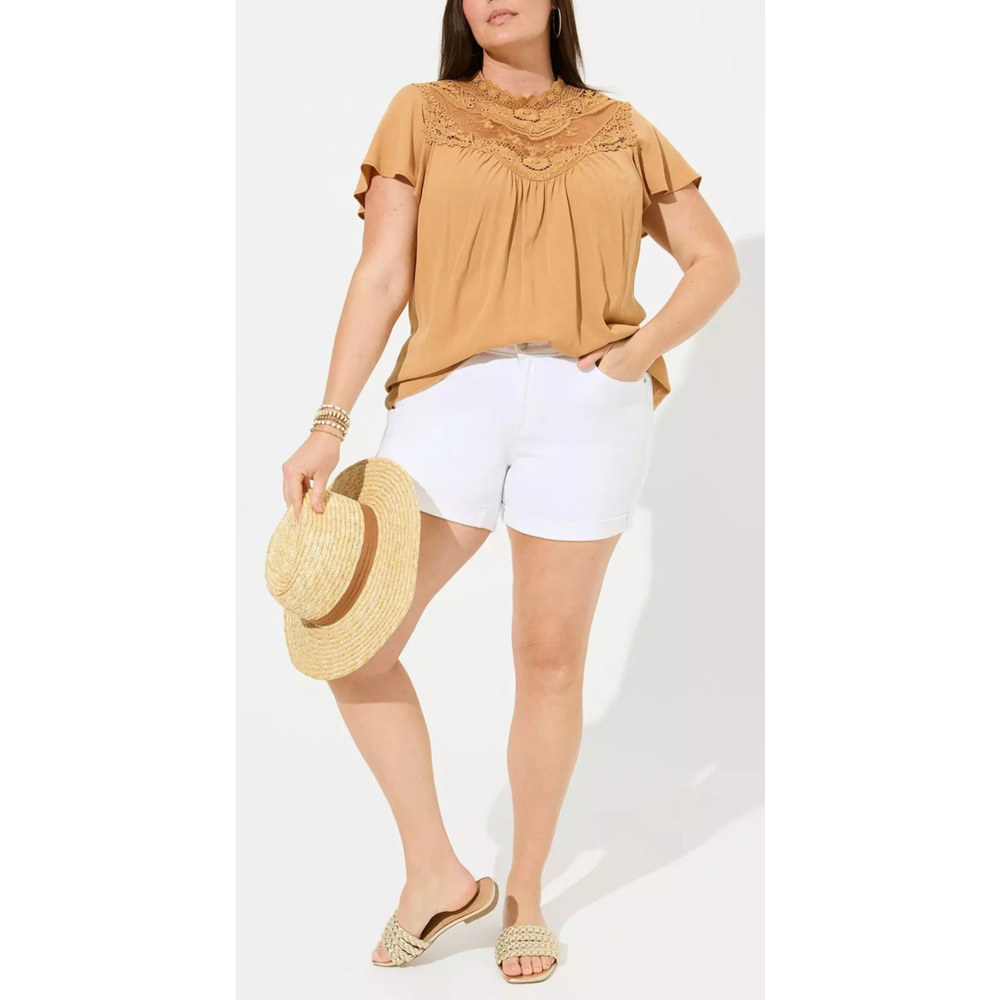 Torrid Washable Crinkle Gauze Yoke Flutter SS Top Plus Size 2 2X Boho Festival - Picture 14 of 14